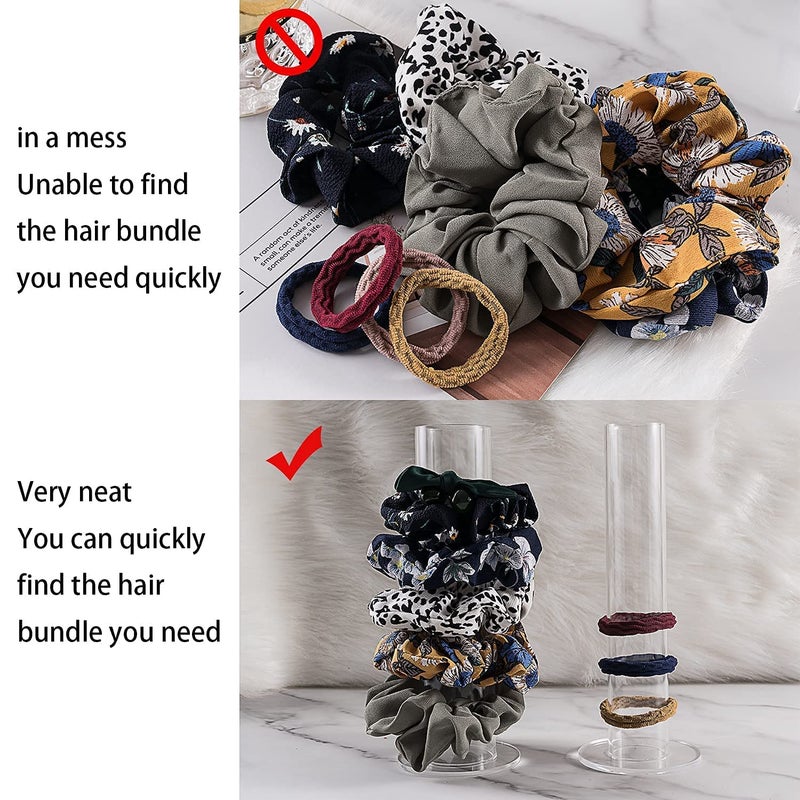 Coward 2 Pcs/Set Clear Acrylic Scrunchie Holder Hair Ties Accessories Organizer Jewelry Bracelet Display Stand For Girls (Acrylic 10.6 inch tall) - Image 3